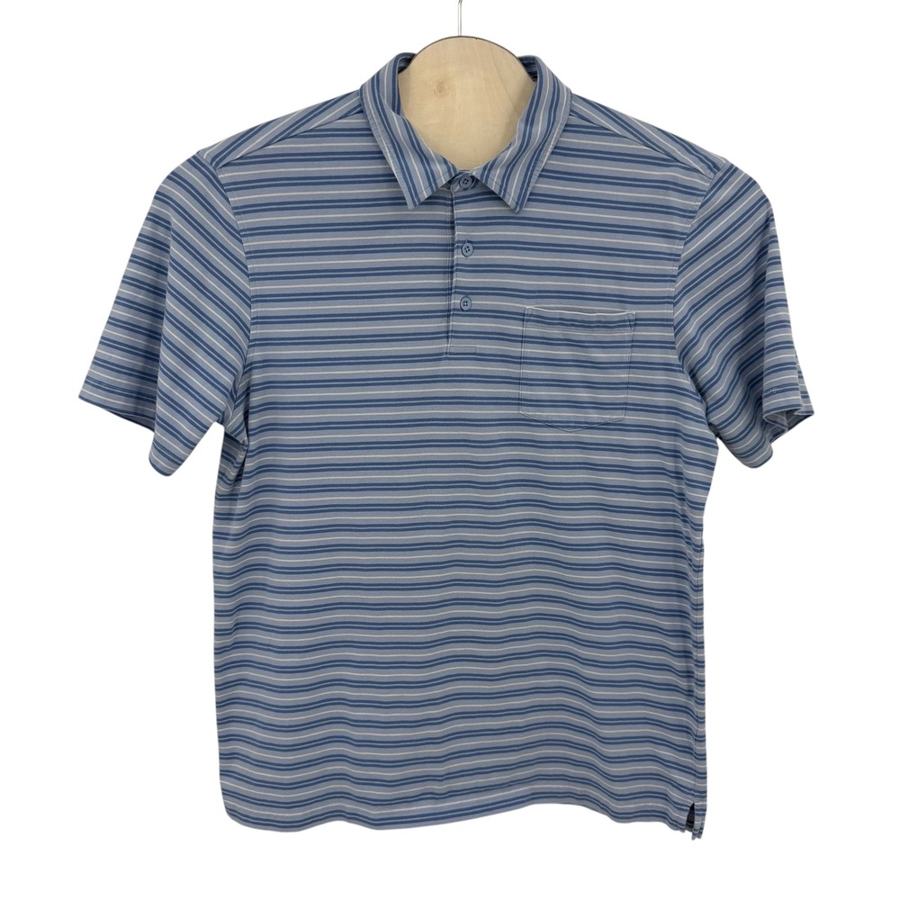 Marsh Wear Men XL Blue Stripe Short Sleeve Pocket Polo Shirt Cotton Blend Preppy